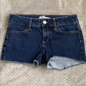 Low rise- dark wash jean shorts